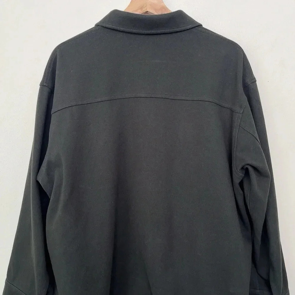 Uniqlo Womens Medium Dark Olive Brush Jersey Button Oversized Shirt - Picture 13 of 15